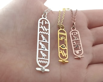 Egipto Cartouche Joyería de estilo antiguo Accesorio protector significativo Plata de ley 925 de aspecto antiguo