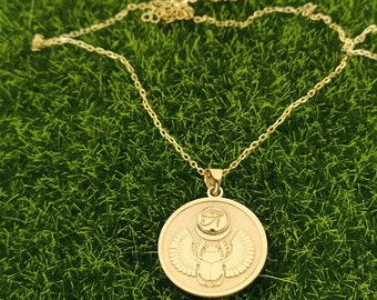 Ägyptische personalisierte Skarabäus-Halskette, Hieroglyphen-Halsketten-Schmucksachen, maßgeschneiderte Halsketten-Käfer-Anhänger, altes Ägypten-Halskette mit Namen