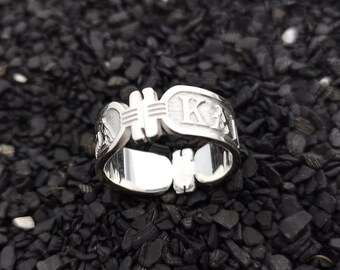 18Kエジプト結婚指輪、ユニセックスヒエログリフリング、ヒエログリフ