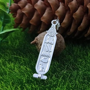 Cartouche Anubis Jeroglífico Nombre Antiguo Egipto Collar Accesorio Mitológico Plata de Ley 925 imagen 2