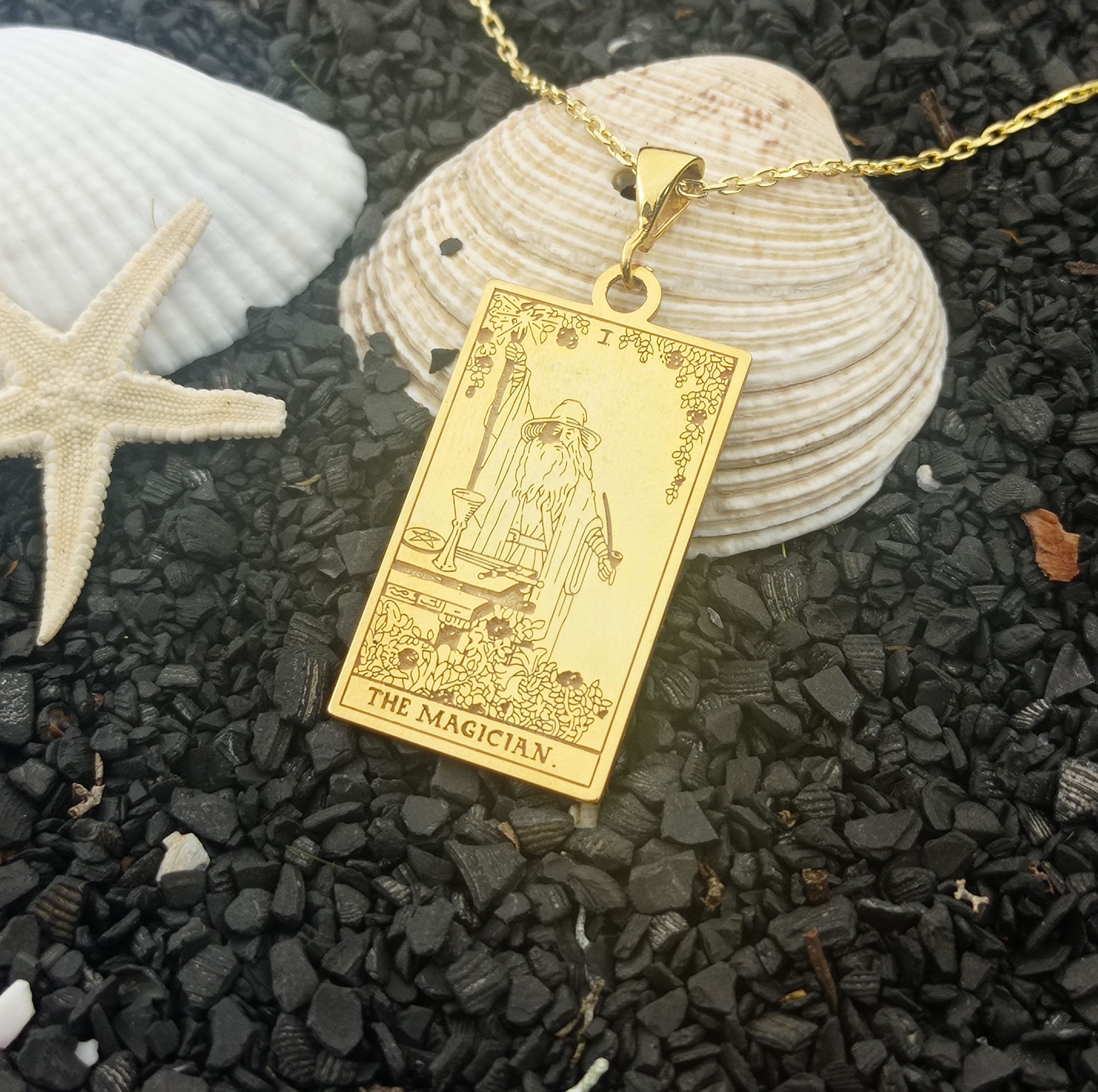 Custom Made The Magician Double Sided Pop Art Tarot Card Necklace, Spiritual Tarot Card Jewellery, Silver Tarot Pendant, Mystic Jewelry