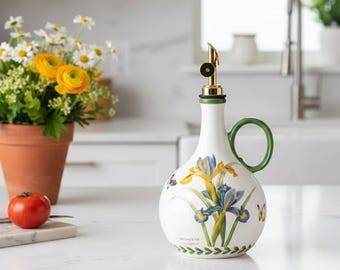 Dispensador de aceite de oliva de cerámica, recipiente para aceite de cocina, botella para aceite de oliva, artículos esenciales de cocina, decoración de cocina moderna, regalo de inauguración de la casa