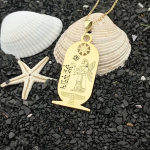 Sumerische Keilschrift-Namenskette, maßgeschneiderter Anunnaki-Anhänger, alter sumerischer mythologischer Schmuck, sumerische geflügelte Sonnenscheiben-Halskette