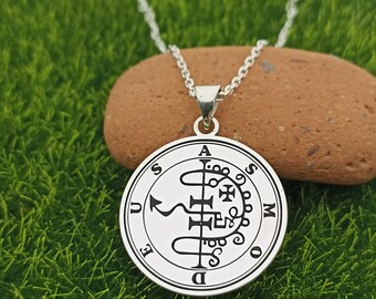 Asmodai Medaillon-Halskette Mit Sigill Des Asmodeus – Okkulter Schmuck Aus Edelstahl, Doppelseitig Geprägt