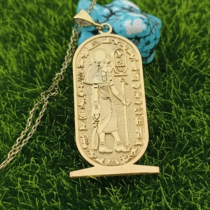 Egyptian Cartouche Goddess Sekhmet Necklace | Hieroglyph Necklace Jewelry | Custom Made Necklace | 925 Sterling Silver | Egypt Name Necklace