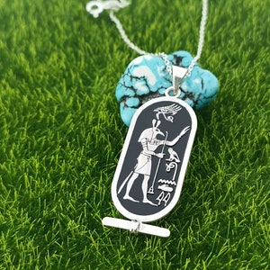 Egyptian God Seth Cartouche Necklace, Ancient Egypt Hieroglyphic Cartouche Jewelry, Chaos Deity Pendant, Custom Made Sutekh Hieroglyph Gift