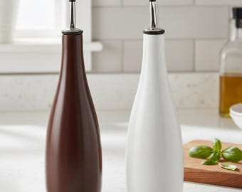 Dispenser Olio In Vetro 500 Ml Con Ugello E Imbuto In Acciaio: Bottiglia Per Olio, Aceto E Condimenti