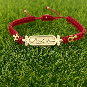 Bracelet avec nom hiéroglyphe en cartouche égyptienne, bijoux égyptiens anciens, bracelet en argent sterling 925 avec nom, bracelet en cartouche sur mesure