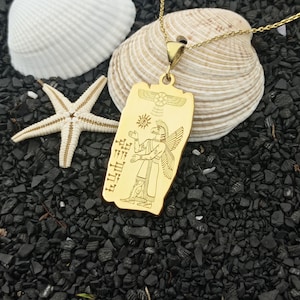 Sumerian Cuneiform Name Necklace, Custom Made Anunnaki Pendant, Ancient Sumerian Mythological Jewelry, Sumerian Winged Sun Disc Necklace
