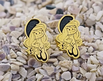 Smurfette Earrings and Necklace, Smurfs Jewelry, Cartoon Earrings and Necklace, Cartoon Jewelry