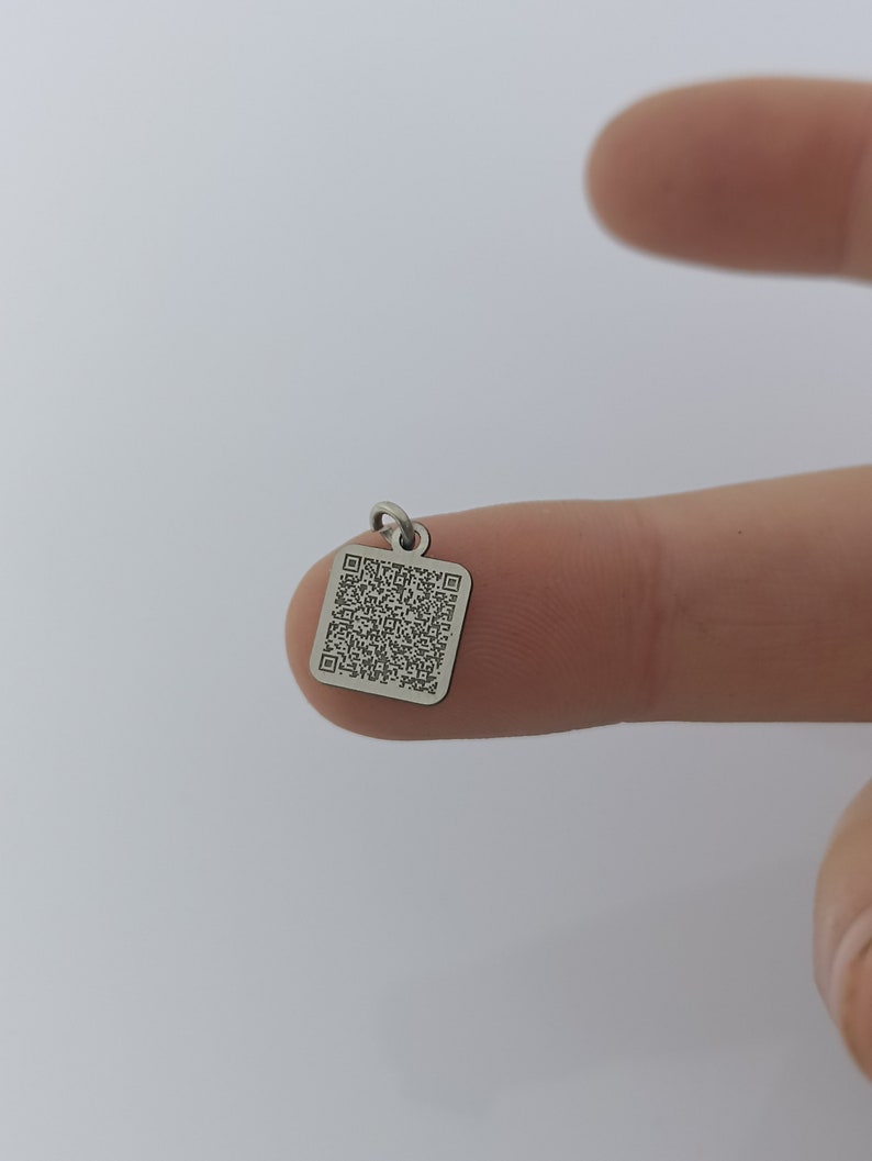 QR Code Logo Charm, Link Tag for Your Brand, Two Side Engraved Charm ...
