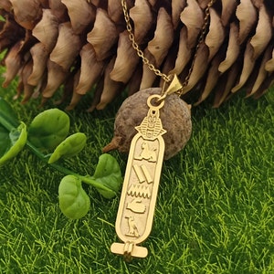 Cartouche Anubis Jeroglífico Nombre Antiguo Egipto Collar Accesorio Mitológico Plata de Ley 925 imagen 1