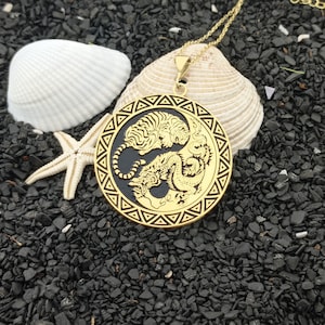 Tiger and Dragon Yin Yang Necklace, Silver Animal Yin Yang Pendant, Custom Made Personalized Necklace with Name