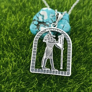 Egyptian God Anubis Cartouche Necklace, Hieroglyph Necklace Jewelry, Custom Made Necklace, 925 Sterling Silver Egypt Necklace with Name