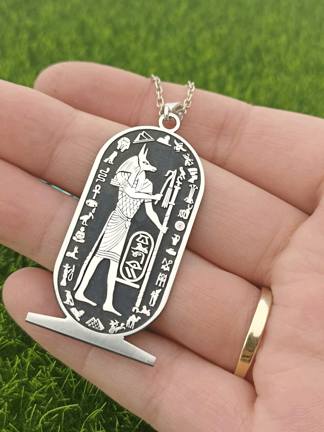 Anubis Halskette Aus Edelstahl - Ägyptischer Gott Schmuck Für Männer