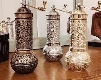 Brass Salt and Pepper Grinder, Handmade Traditional Turkish Coffee Grinder, Brass Salt and Pepper Mill, Brass Coffee Mill, Housewarming Gift