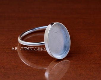 925 Sterling Silver Oval Bezel Ring, DIY Resin, Keepsake Crafts