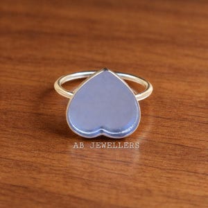 Sterling Silver Heart Bezel Ring Setting, DIY Resin Cabochon Jewelry Base