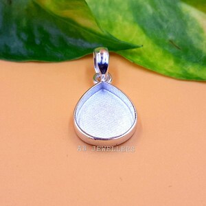 925 Solid Sterling Silver Pear Blank Bezel Pendant Setting, Good for Resin & Ashes Work, Keepsake/Breastmilk DIY Crafts