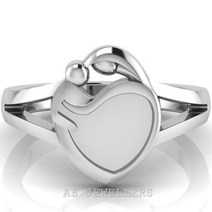 Keepsake Breast Milk Resin Heart Bezel Ring Settings,Mother Baby Love Split Shank Solid 925 Sterling Silver SR-0307