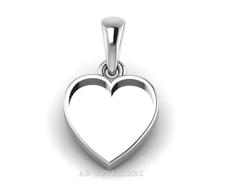 925 Solid Sterling Silver Heart Shape Blank Bezel Pendant Setting, Good for Resin & Ashes Work, Keepsake/Breastmilk DIY Crafts.