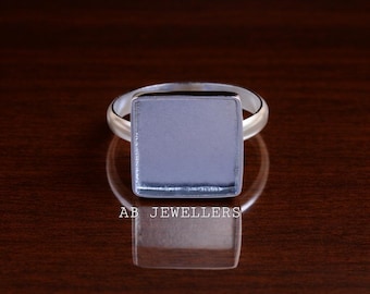 925 Sterling Silver Square Blank Bezel Ring Setting, DIY Crafts