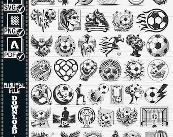 Voetbal SVG-bundel, voetbal clipart (digitale download)