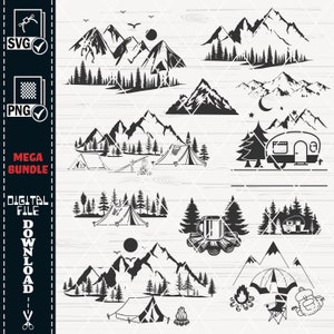 Camping SVG Clipart Mega Bundle, Campfire, Tent, RV Designs (Digital Download) image 3