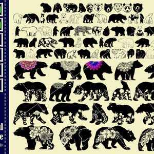 Bear SVG Bundle #1, Floral Bear SVG, Wild bear Floral Silhouette file, Grizzly bear svg, Bear png, Bear vector, Bear cut files,Bear head svg