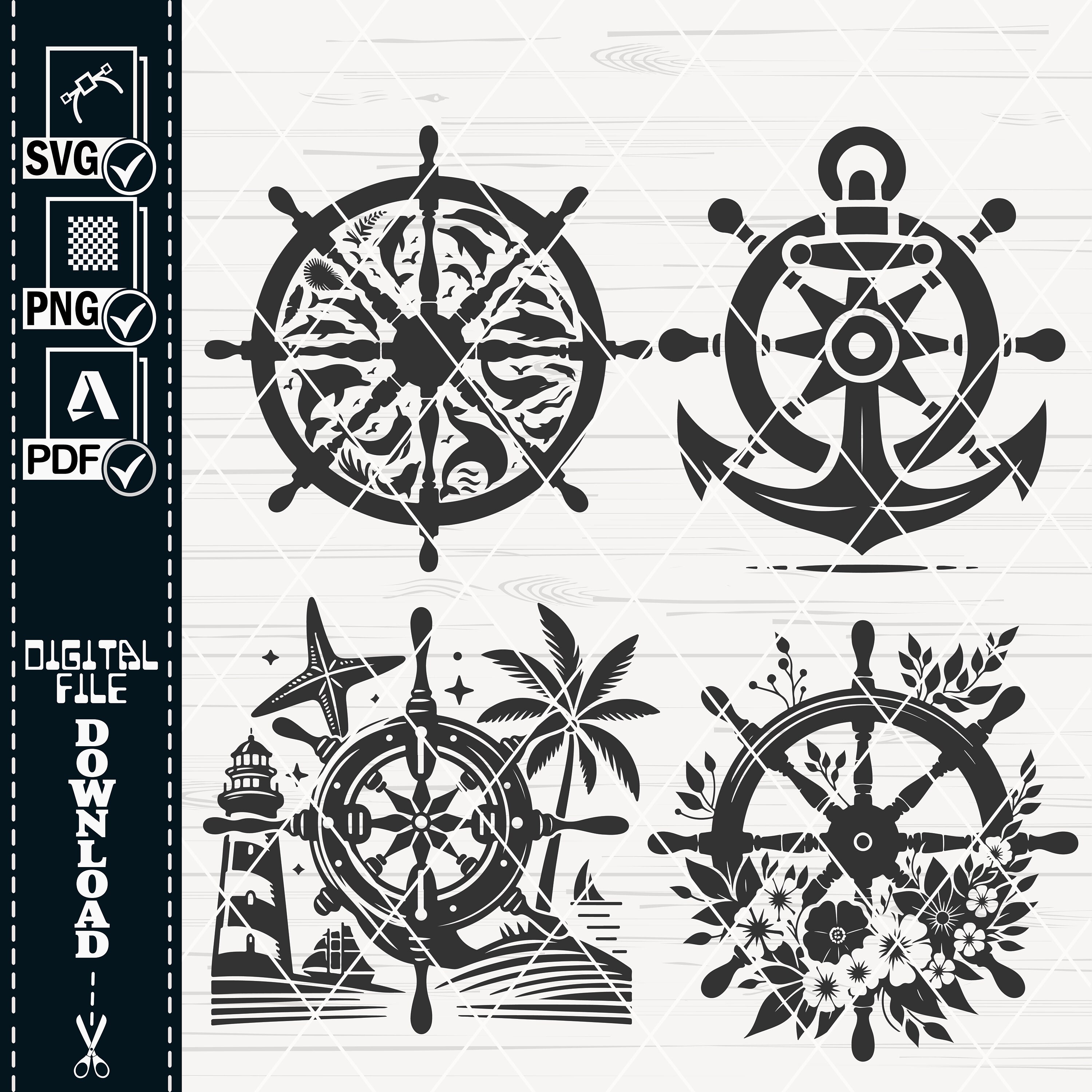 Svg Rounds Nautical Ships Wheel SVG Bundle, Nautical Vector Clipart (digital Download) - Etsy