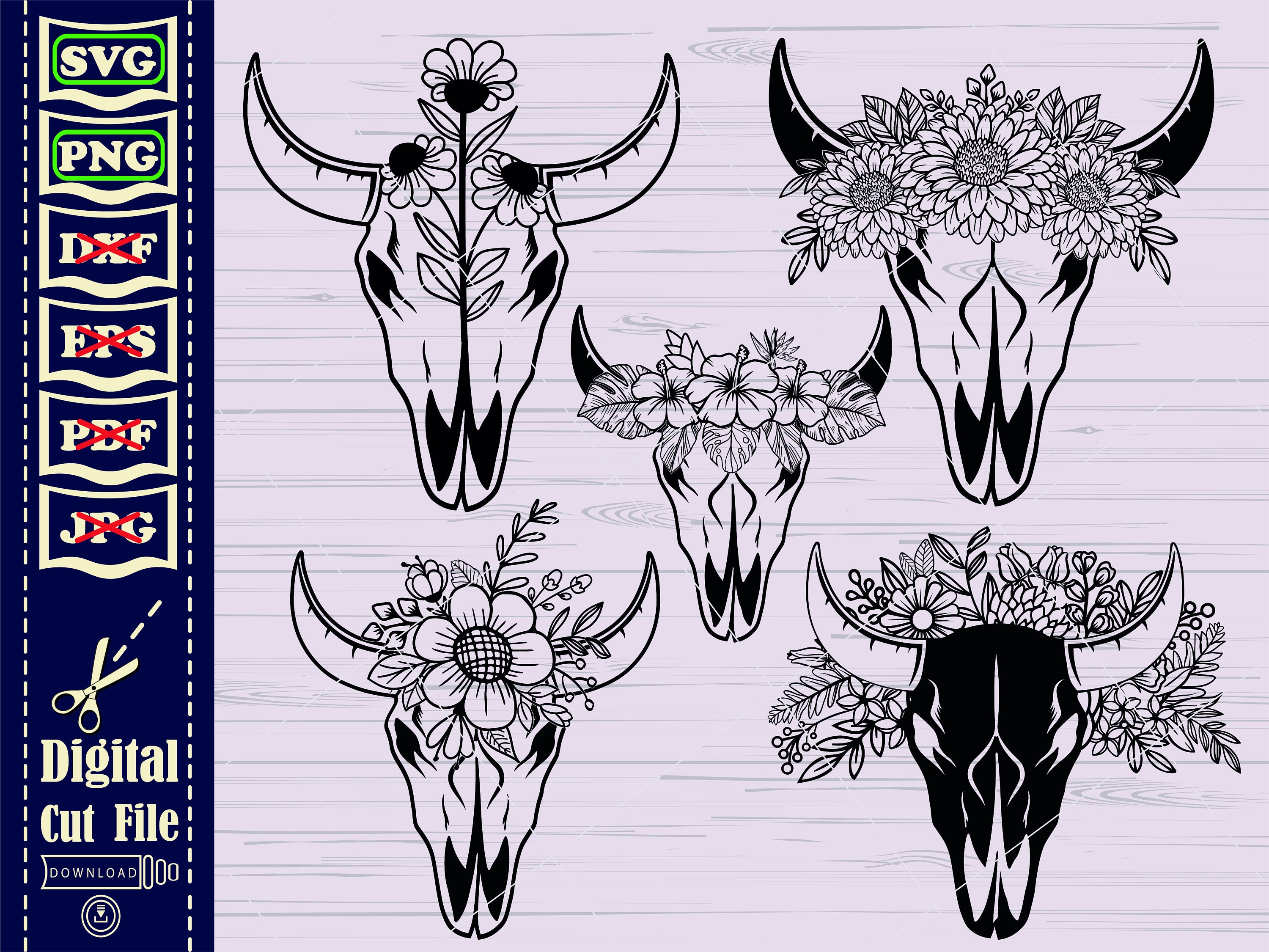 Cow Skull With Flowers SVG File 2 Cow Skull Svg File Cow - Etsy
