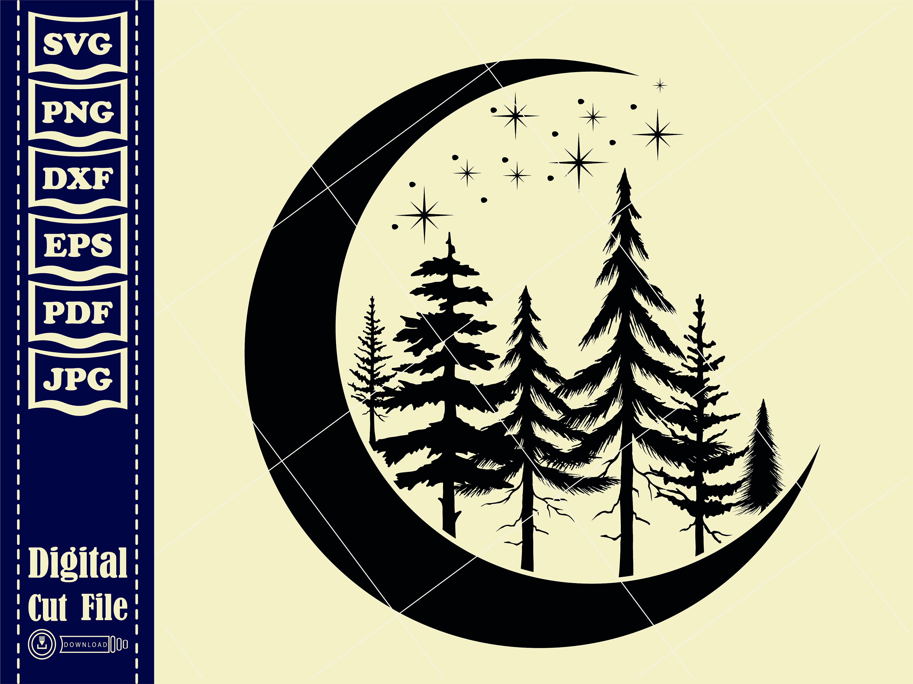 Flower Moon Svg 3 Floral Moon Svg Crescent Moon Svg Flower Etsy