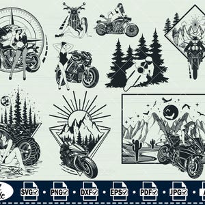 Biker Girl Motorcycle SVG Bundle 9 Adventure Designs