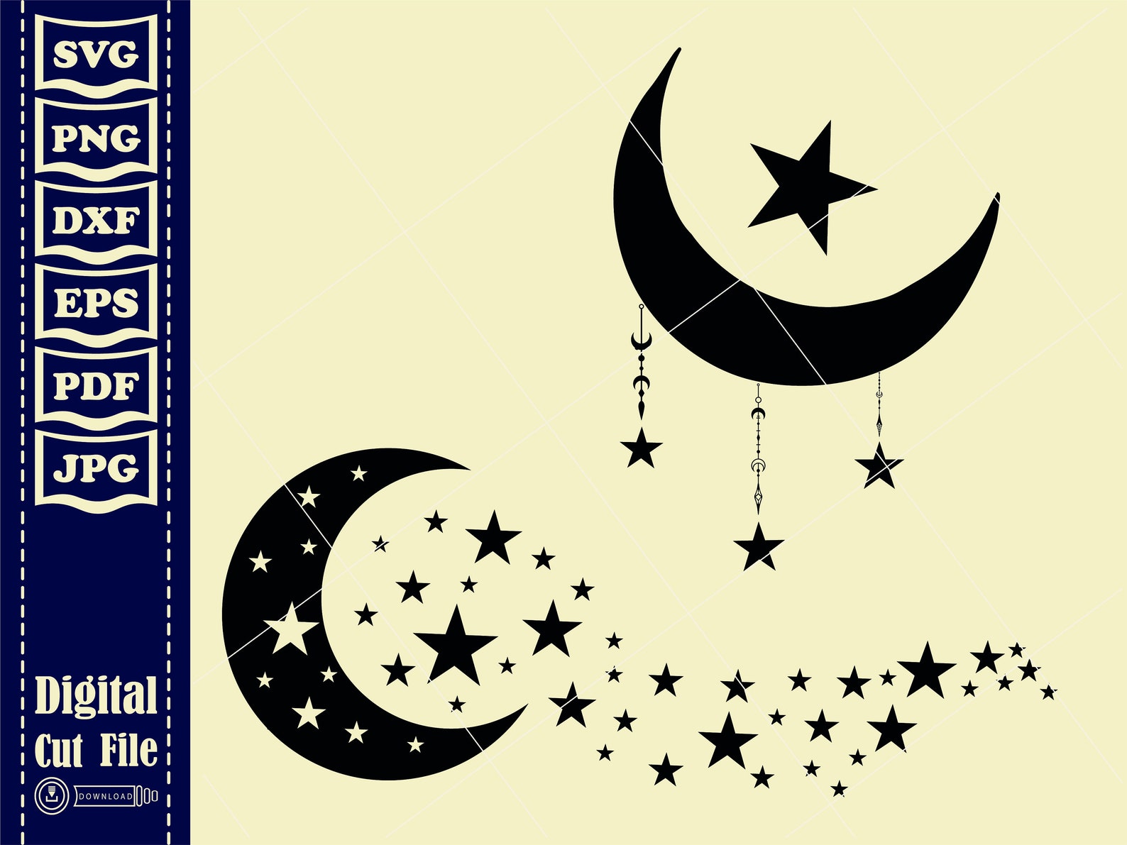 Flower Moon Svg 3 Floral Moon Svg Crescent Moon Svg Flower Etsy