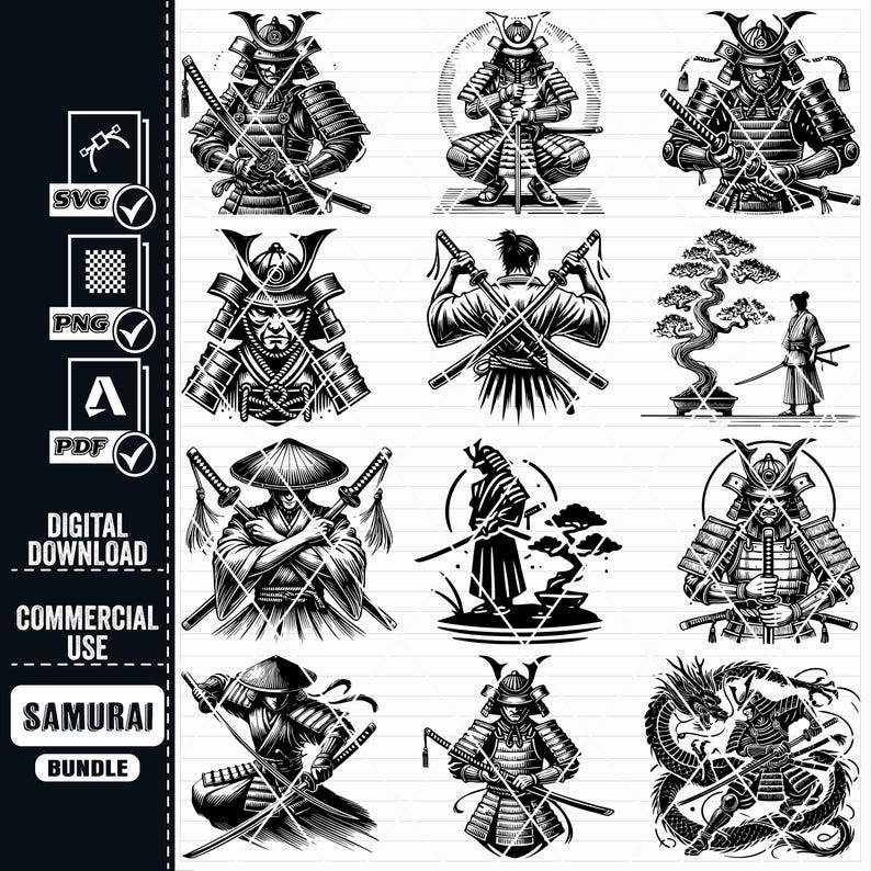 Samurai SVG Bundle, Japanese Warrior Art (digital Download) - Etsy
