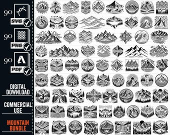 Mountain Landscape SVG Bundle, Natural Cliffs Silhouette (Digital Download)