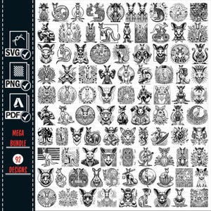 Känguru SVG PNG Bundle, süße Känguru geschnitten Datei, Floral Känguru Clipart, Vektor, PNG, handgezeichnete Känguru Bilder für Druck und Gravur