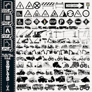 Bouw SVG, #1, bouw bundel svg, vrachtwagens Svg, graafmachine Svg, dumper Svg, bulldozer svg, vrachtwagen Clipart voor Cricut, silhouet
