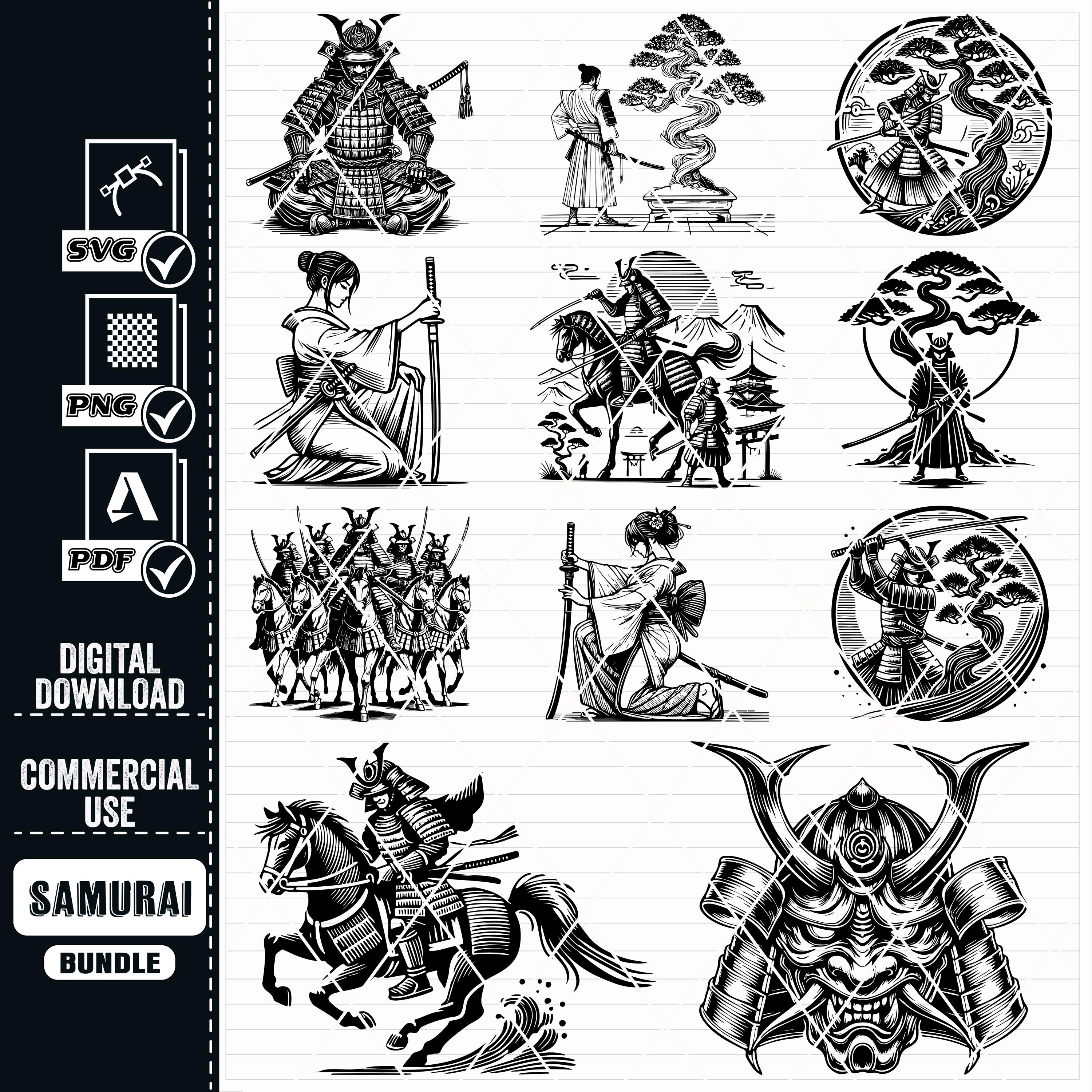 Samurai SVG Bundle, Japanese Warrior Art (digital Download) - Etsy