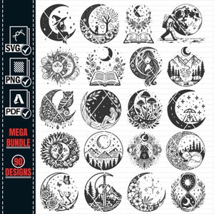 Mystical Moon SVG Mega Bundle, Celestial Vector Graphics (Digital Download) image 2