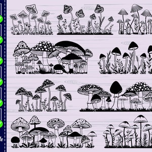 MUSHROOM SVG Bundle,#3, Row of Mushrooms SVG, Fungus svg, mushroom clipart, magic mushroom, cut file, cricut, silhouette, Instant Download,