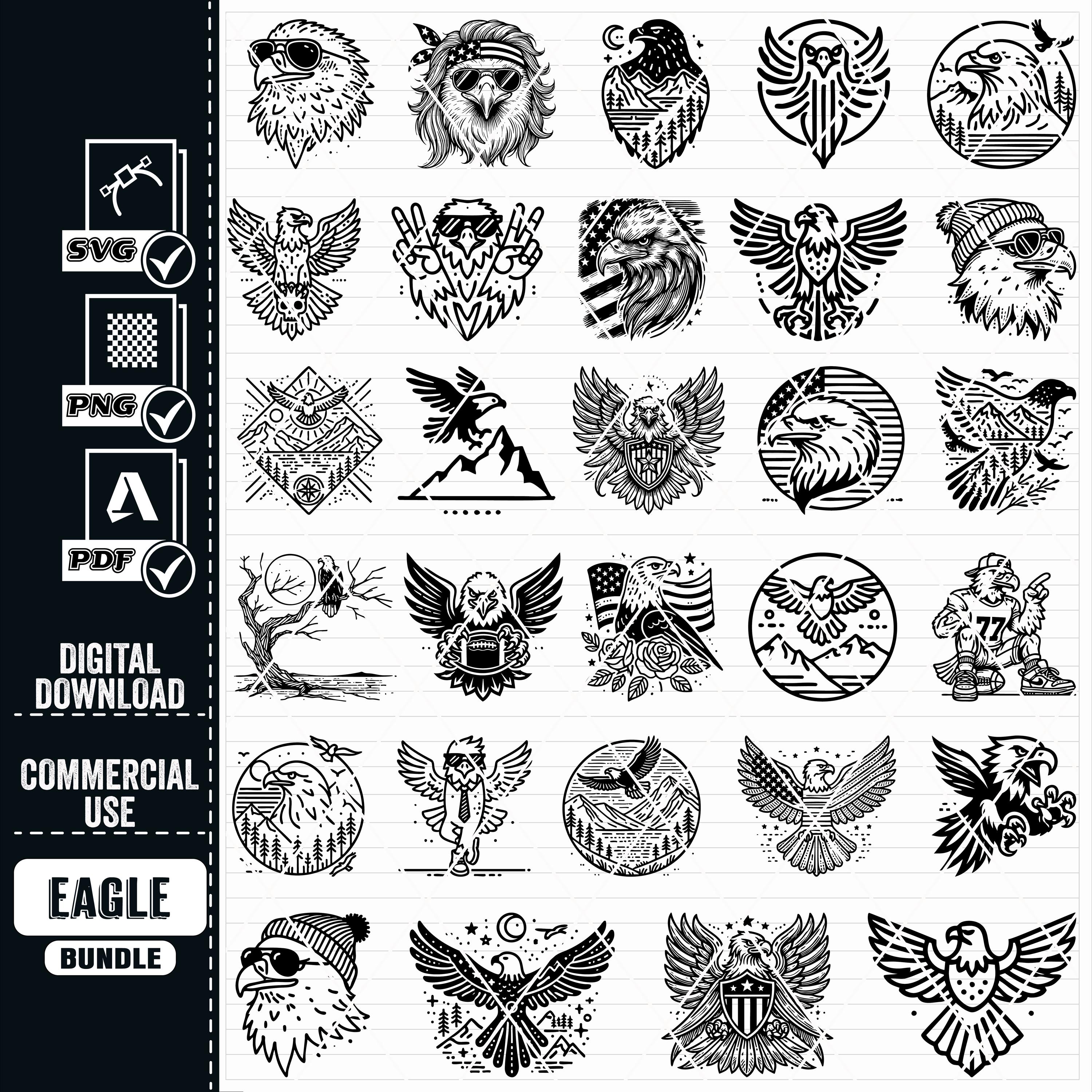 Eagle SVG Vector Clipart Bundle, Eagle Silhouette (digital Download) - Etsy