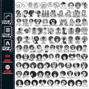 AFRO WOMAN SVG Png Mega Bundle, Afro Woman Tree Svg, Black Woman Svg, Afro Lady Woman, Afro Girl Svg Afro Queen Svg Cut File Black Queen Svg