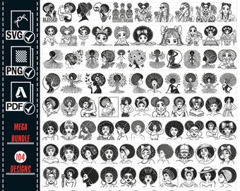 Afro Woman SVG Bundle, Black Queen Cut Files (Digital Download)