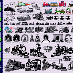 Tren SVG, locomotora Svg, tren de EE. UU. svg, paquete SVG de motor de vapor, clipart de tren, archivos de tren para Cricut, archivos de corte de tren para Silhouette, PNG