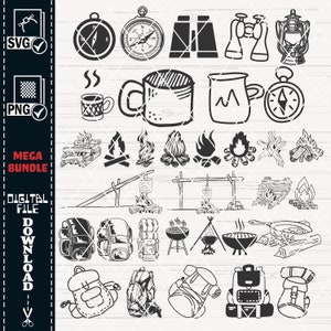 Camping SVG Clipart Mega Bundle, Campfire, Tent, RV Designs (Digital Download) image 9
