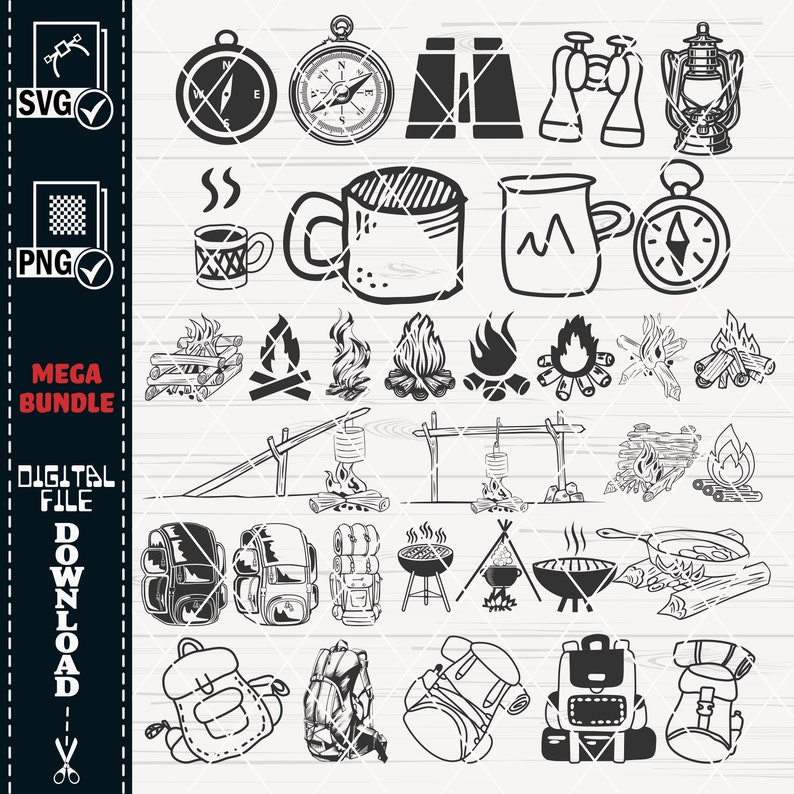 Camping SVG Clipart Mega Bundle, Campfire, Tent, RV Designs (Digital Download) image 9