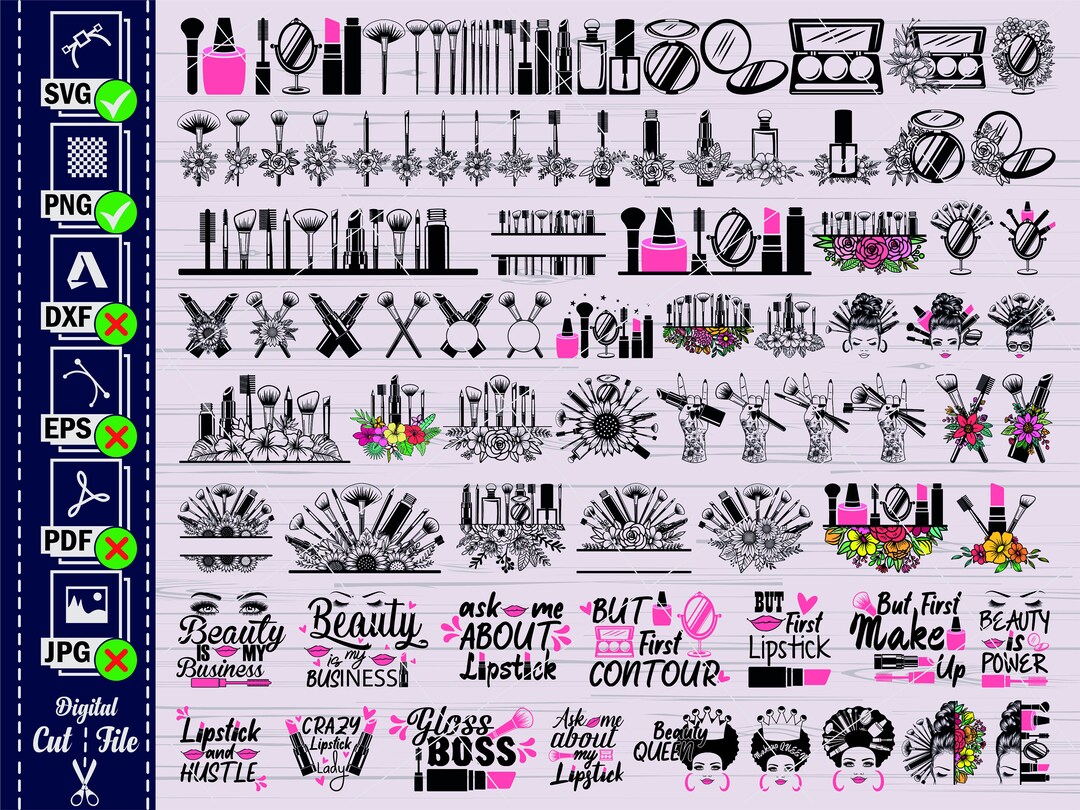 Makeup SVG File, Layered SVG Makeup, Makeup SVG Bundle, Cut File