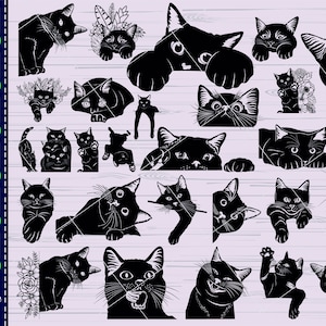 Chat SVG, #2, chat noir svg, chat mignon svg, svg chat furtivement, drôle de chat, chat d'Halloween, tête de chat, clipart chat, silhouette de chat, fichier coupé, cricut