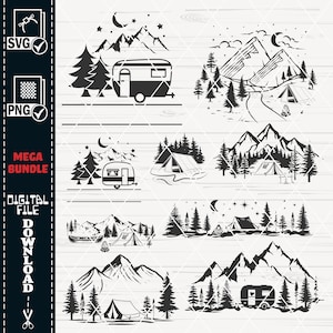 Camping SVG Clipart Mega Bundle, Campfire, Tent, RV Designs (Digital Download) image 4